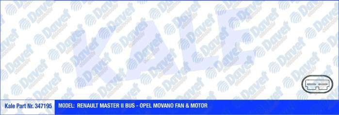 KALE 347195 Fan Motoru Master 01>Movano 01> 1.9dci-2.2dci-2.5dci (Klimasiz)